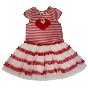 Marmellata Dress Girls Toddler Tutu Netting Tulle Heart Valentine Red 4 bv